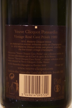 Veuve Clicquot Ponsardin Cave Privée Collection Brut Rosé 1989