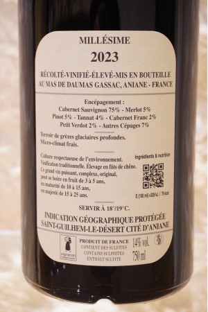 Mas de Daumas Gassac IGP Saint-Guilhem-le-Desert rouge 2023