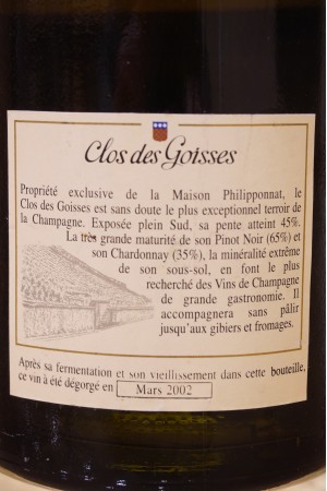 Philipponnat Clos des Goisses Champagne Brut 1991