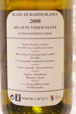 Mas de Daumas Gassac IGP Saint-Guilhem-le-Desert blanc 2008