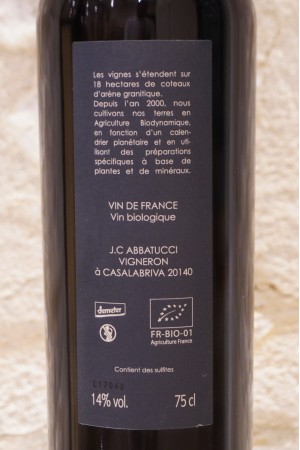 Comte Abbatucci "Ministre Impérial" Vin de France Corse 2017