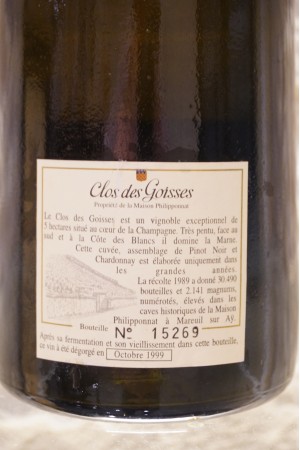 Philipponnat Clos des Goisses Champagne Brut 1989
